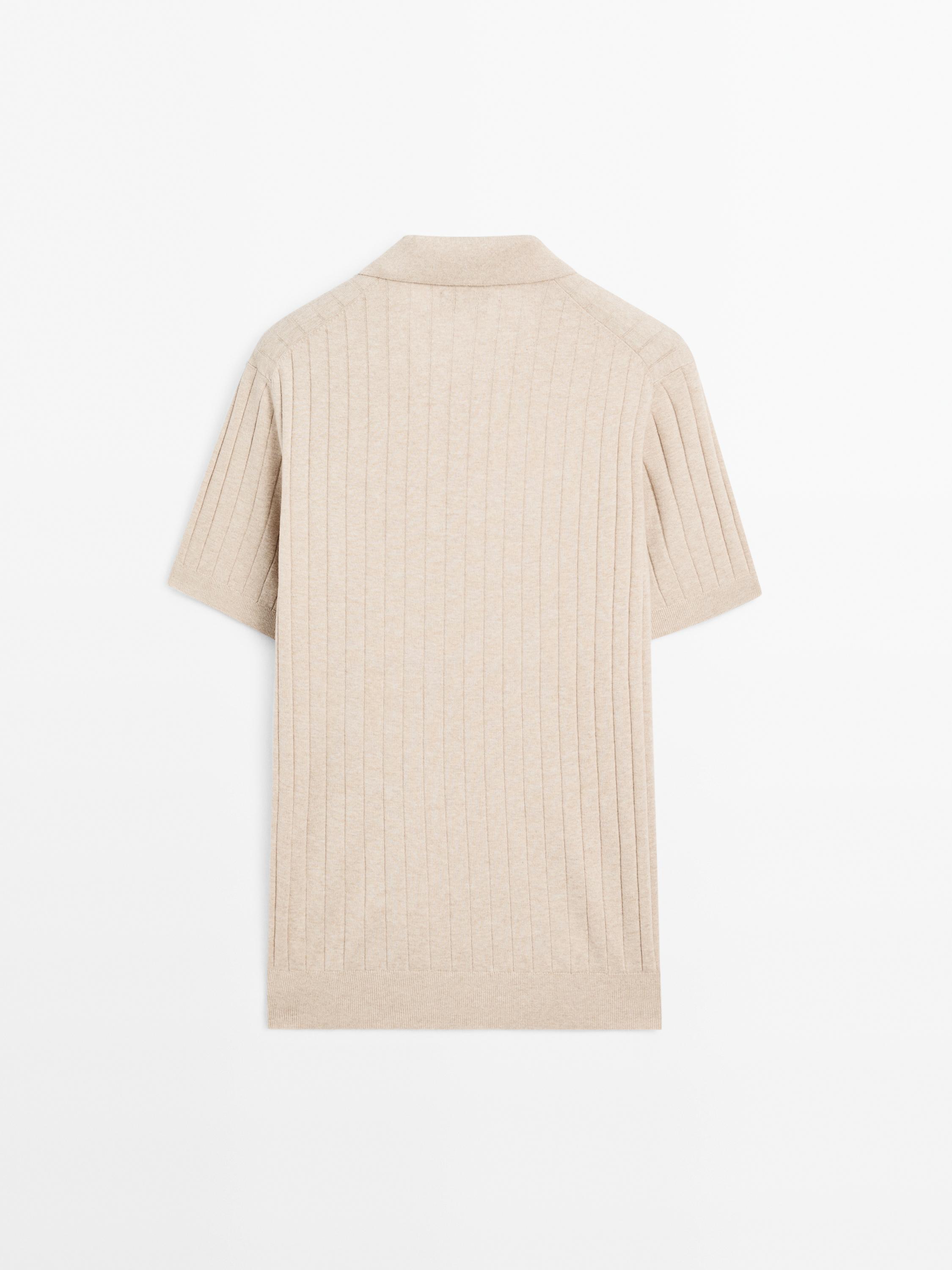 Ribbed knit polo shirt